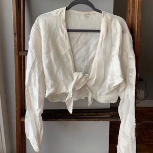Aritzia Wilfred white wrap blouse